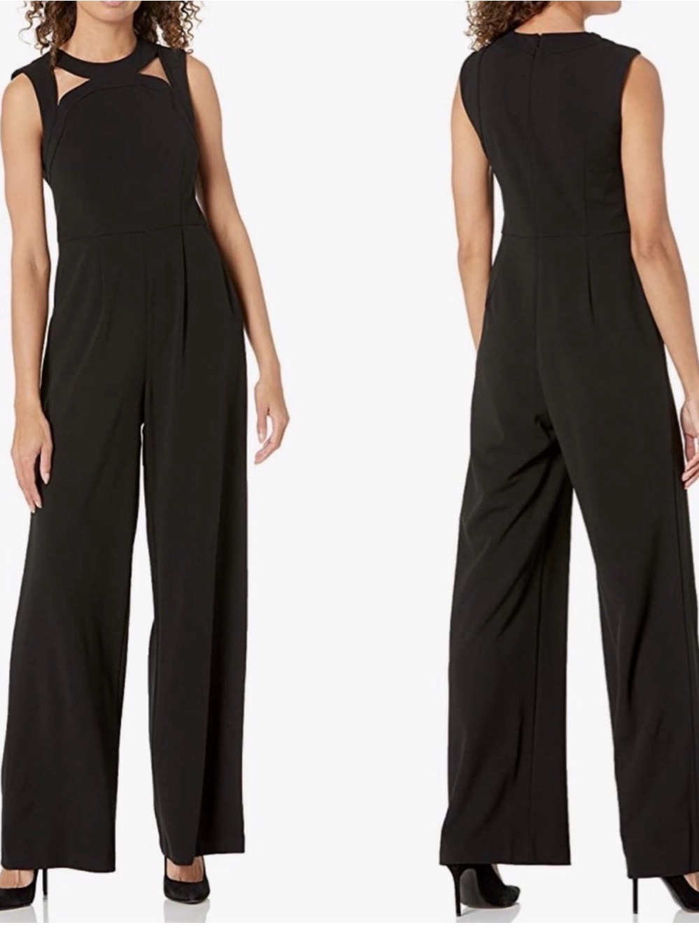 Calvin Klein Black Cut Out Sleeveless Jumpsuit